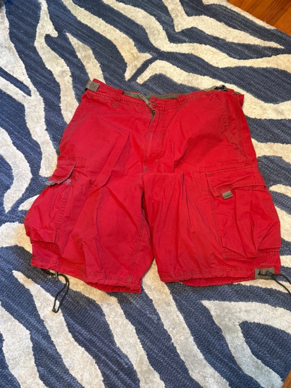 Retro ABERCROMBIE & FITCH 90's Paratroops Cargo Shorts Red Y2K Utility Size M